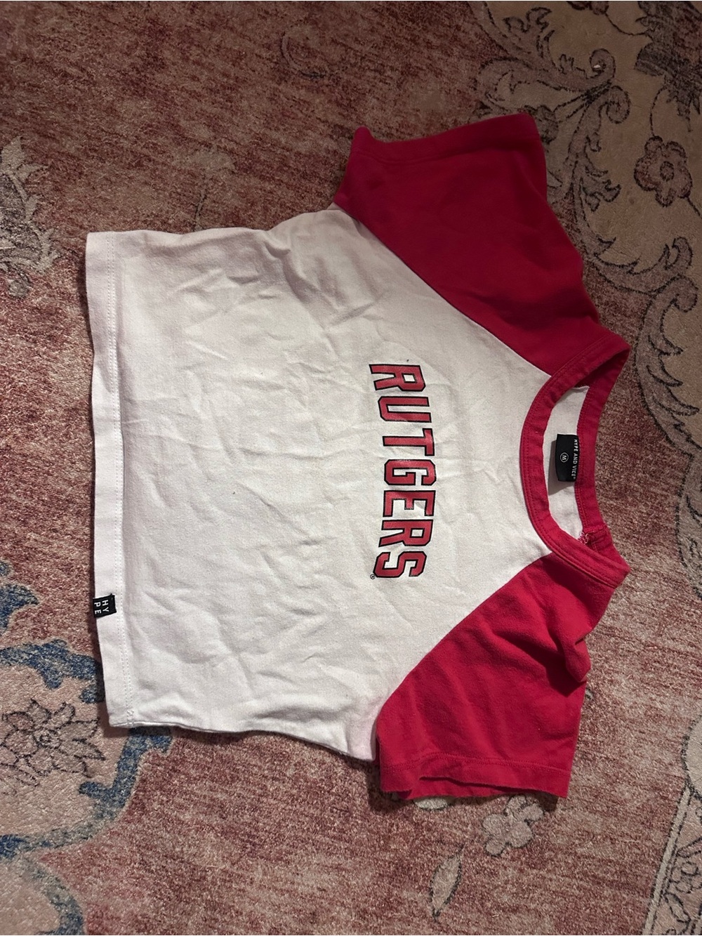 Rutgers Red & White Raglan Tee
